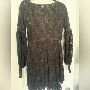 Free People | Dresses | Free People Dress Xs Black Ruby Lace Mini Dress |  Poshmark